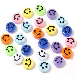 Smiley - emoji perler. Farve mix. 10 x 6 mm. Ca. 50 stk.